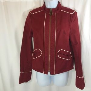 Vintage Marc Jacobs Cotton Red Canvas Jacket/Brass Zippers Size Medium NICE!